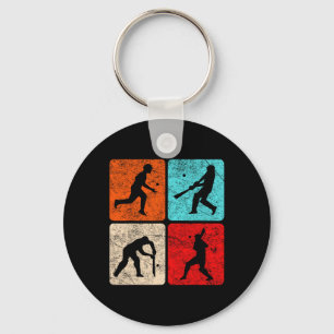 Silhouette Cricket Players T Wicket Stumps Ils Tti Key Ring