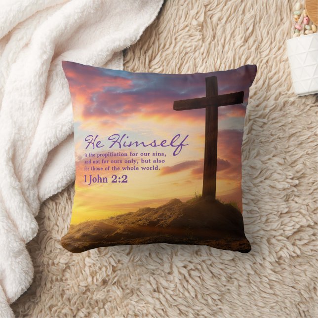 Silhouette Cross Bible Verse Double Sided Cushion (Blanket)