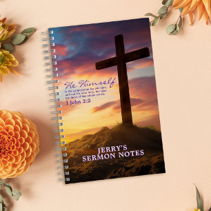 Silhouette Cross Scripture Verse Personalised Notebook