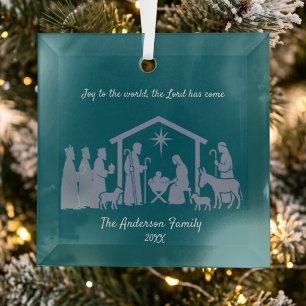 Silhouette Custom Nativity Glass Tree Decoration