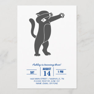 Silhouette Dabbing  cat - Choose background colour Invitation
