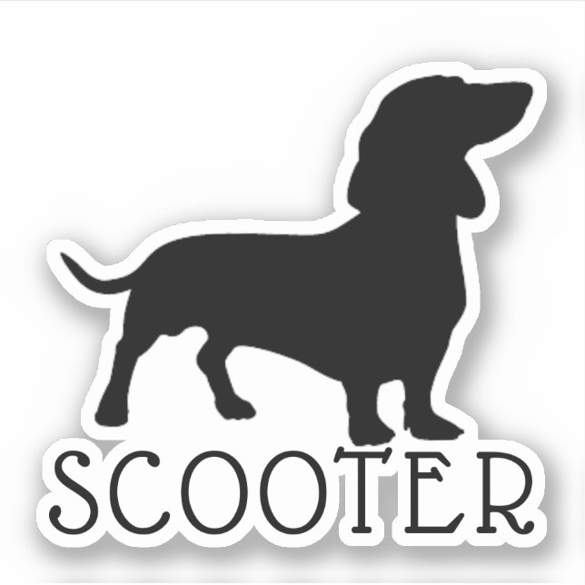 Silhouette Dachshund Dog Pet Name (Front)