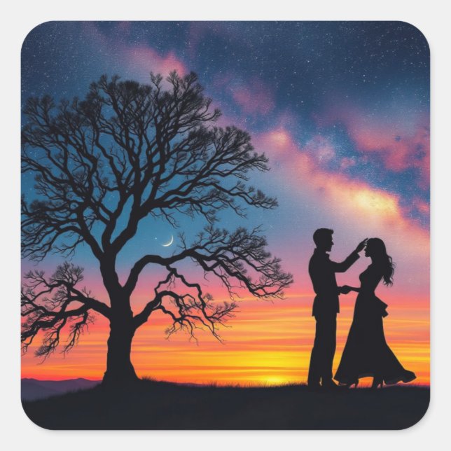 Silhouette Dance Couple Square Sticker (Front)