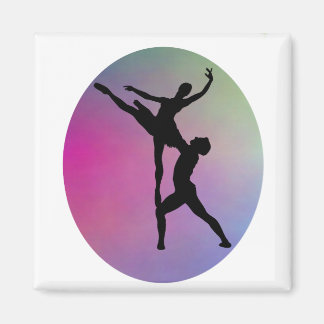 Silhouette Dance Modern Rainbow Colour Background Magnet