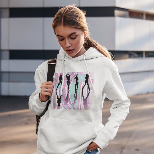 Silhouette Dancing Girls Pink and Purple Pop Art Hoodie (Creator Uploaded)