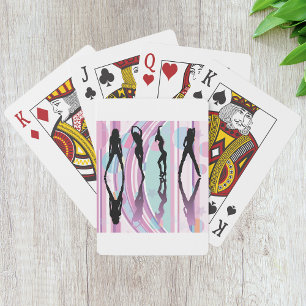 Silhouette Dancing Girls Pink and Purple Pop Art Playing Cards