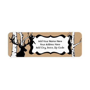 Silhouette Deer Birch Forest Address Labels