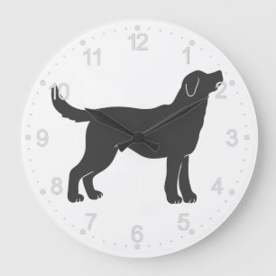 Silhouette dog standing - Choose background color Large Clock