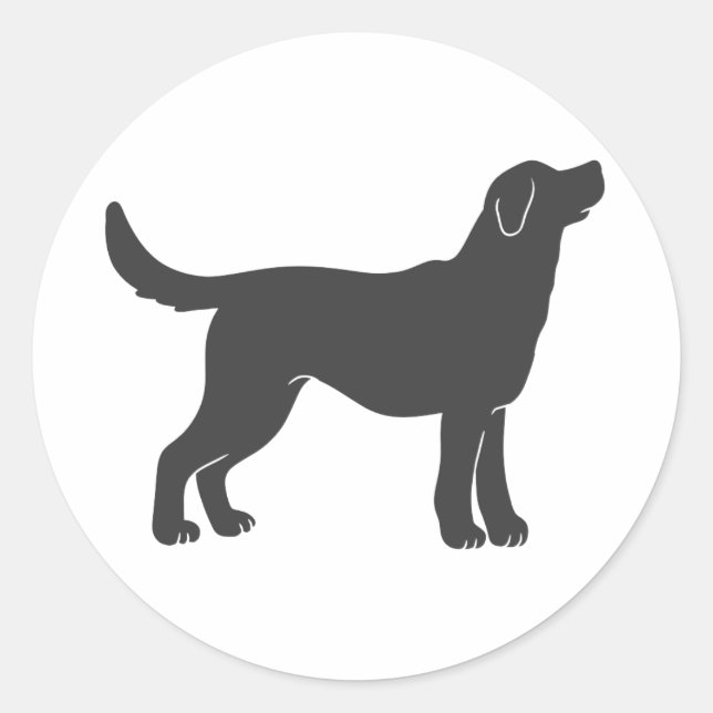 Silhouette dog standing - Choose background colour Classic Round Sticker (Front)