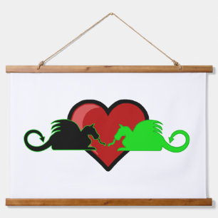 Silhouette Dragon Love Hanging Tapestry