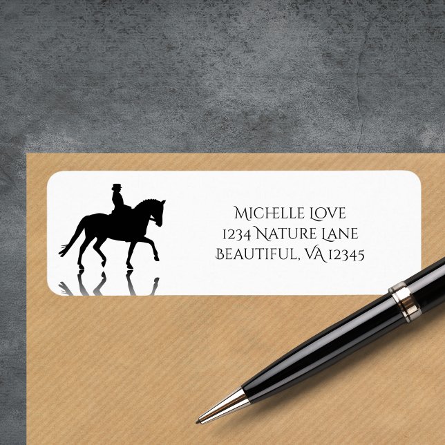 Silhouette Dressage Horse Return Address (Silhouette Dressage Horse with Reflection Label)