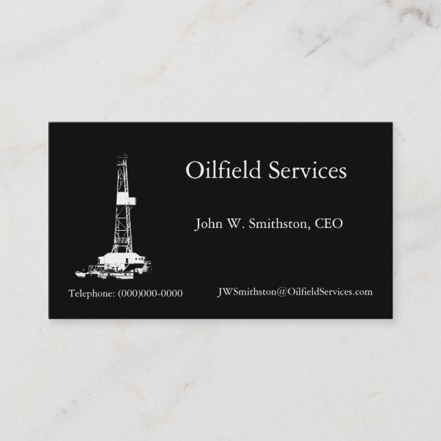 Silhouette Drilling Rig Business Card (Front)