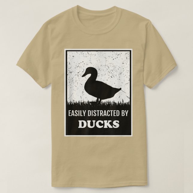 Silhouette Duck Lover Easily Distracted By Ducks F T-Shirt (Design Front)