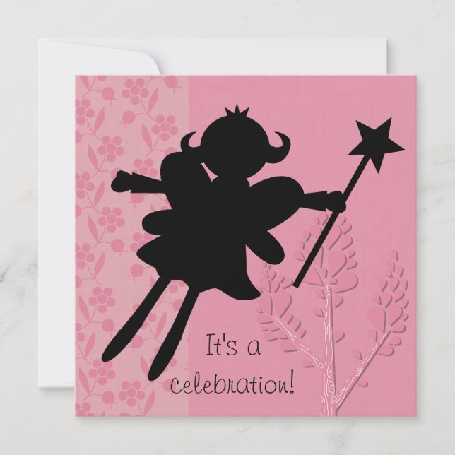 Silhouette Fairy Princess Birthday Invitation (Front)