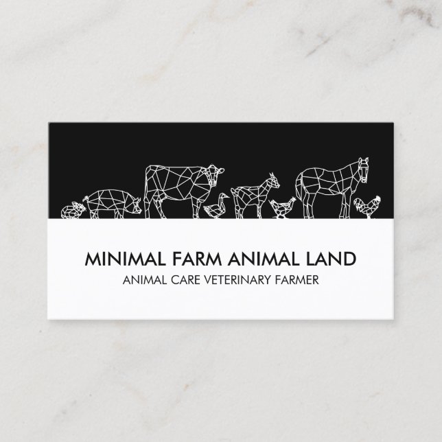 Silhouette Farm Duck Cow Goat Donkey Chicken Pig Business Card (Front)
