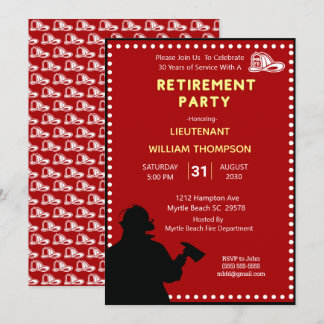 Silhouette Fireman/Fire Chief Retirement Party Invitation
