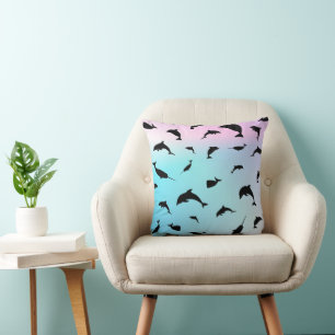 silhouette fish shark whale gradient galaxy space cushion