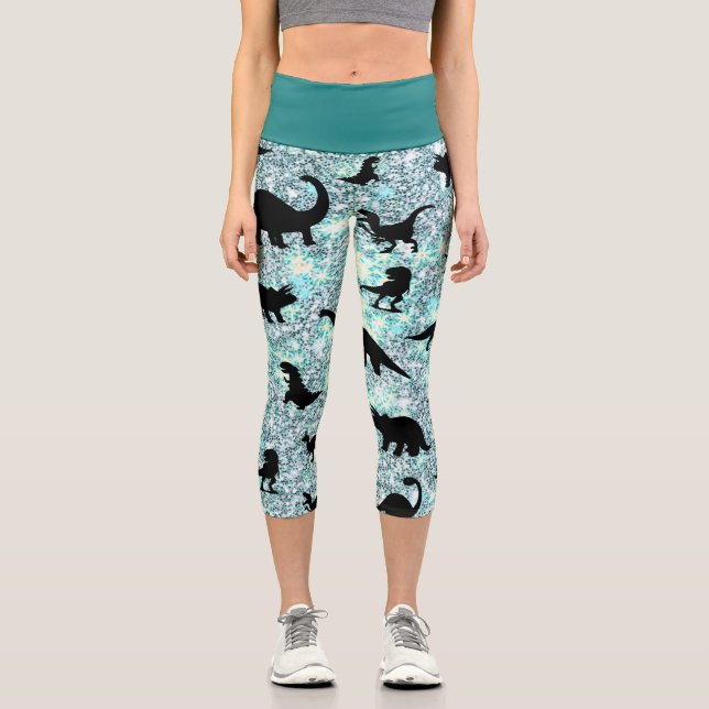 silhouette fish shark whale gradient Sparkle galax Capri Leggings (Front)