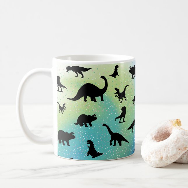 silhouette fish shark whale gradient Sparkle galax Coffee Mug (With Donut)