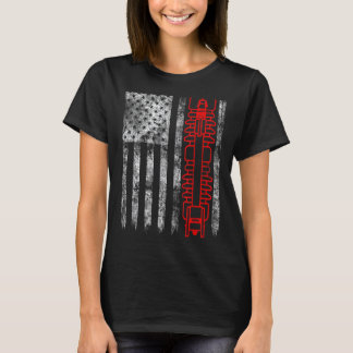 Silhouette Fuse Cutout American Flag Lineman 1 T-Shirt