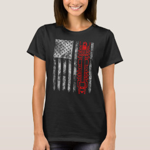 Silhouette Fuse Cutout American Flag Lineman T-Shirt