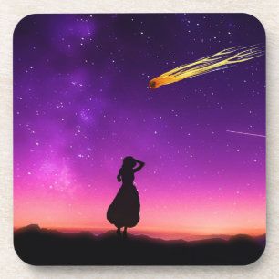 Silhouette Girl Watches Meteor Crash To Earth Coaster