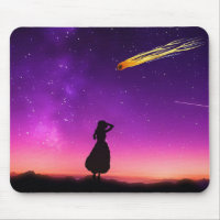 Silhouette Girl Watches Meteor Crash To Earth