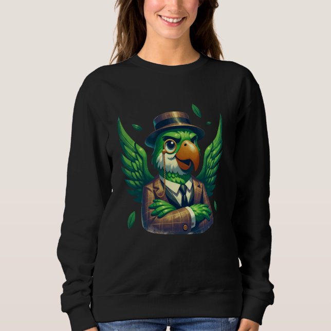 Silhouette Green Parrot Cartoon Illustration Graph Sweatshirt (Front)