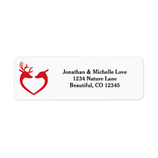 Silhouette Heart Deer Couple Red and Black Address