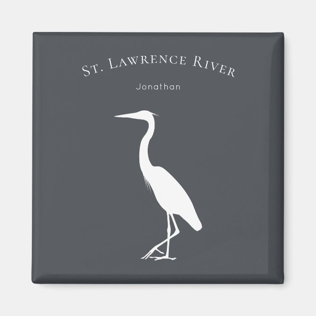 silhouette Heron Egret standing personalised Magnet (Front)