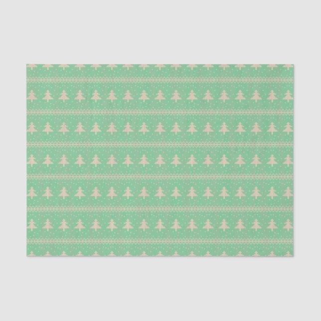 Silhouette Holiday Trees Pattern Mint Green Tissue Paper (Front)