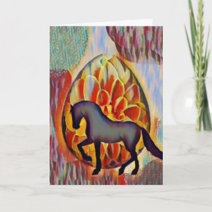 Silhouette Horse and Easter Egg Colourful Easter Card