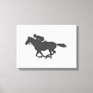 Silhouette horse jockey - Choose background color Canvas Print