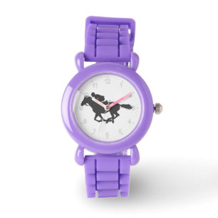 Silhouette horse jockey - Choose background color Watch