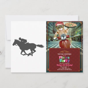 Silhouette horse jockey - Choose background colour Invitation