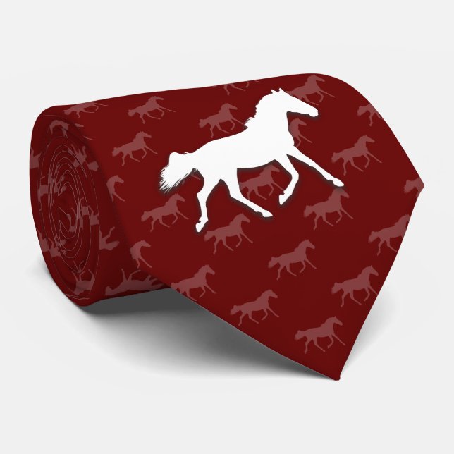 Silhouette Horses | Dark Red Tie (Rolled)