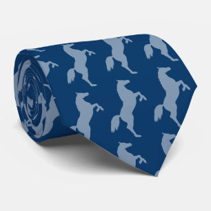 Silhouette Horses Pattern Blue Tie