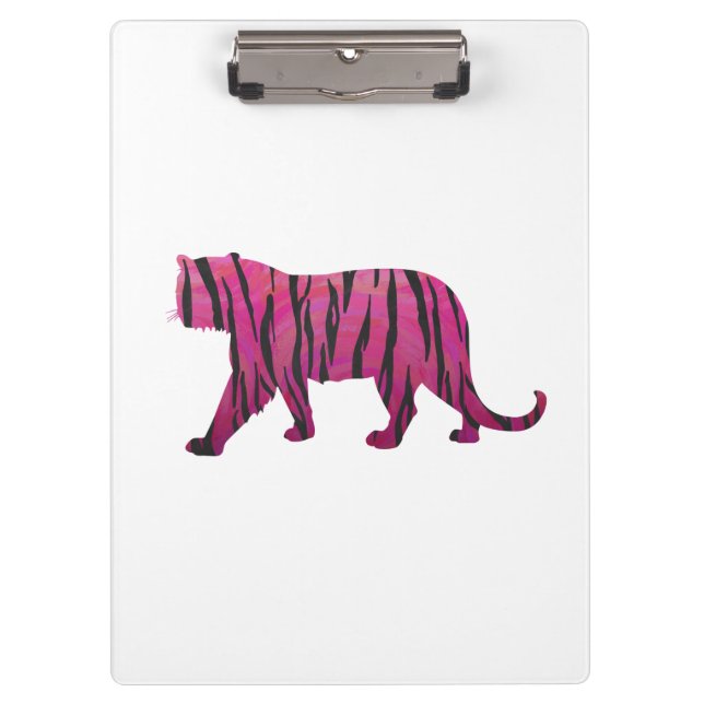Silhouette Hot Pink and Black Tiger Clipboard (Front)