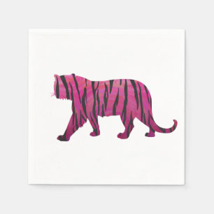 Silhouette Hot Pink and Black Tiger Napkin