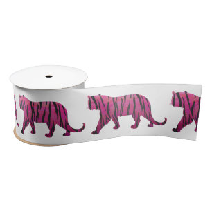 Silhouette Hot Pink and Black Tiger Satin Ribbon