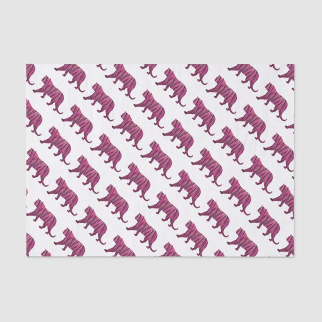 Silhouette Hot Pink and Black Tiger Tissue Paper (Front)