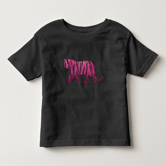 Silhouette Hot Pink and Black Tiger Toddler T-Shirt (Front)