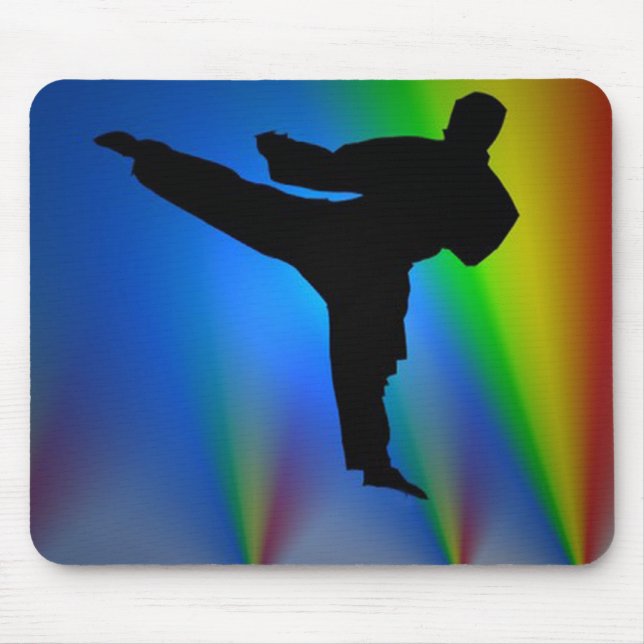 Silhouette karate man, mousepad (Front)