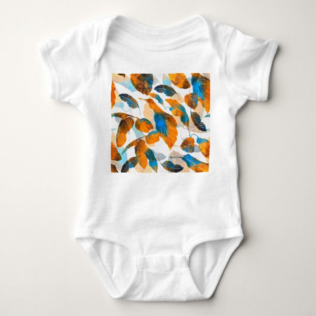 Silhouette leaves: watercolor, digital seamless pa baby bodysuit (Front)