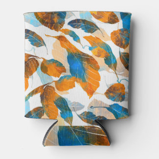 Silhouette leaves: watercolor, digital seamless pa can cooler