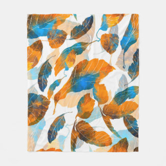 Silhouette leaves: watercolor, digital seamless pa fleece blanket