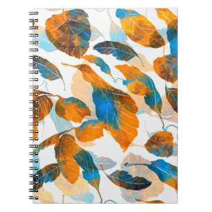 Silhouette leaves: watercolor, digital seamless pa notebook