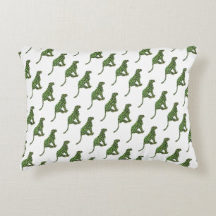 Silhouette Leopard Black and Green Decorative Cushion