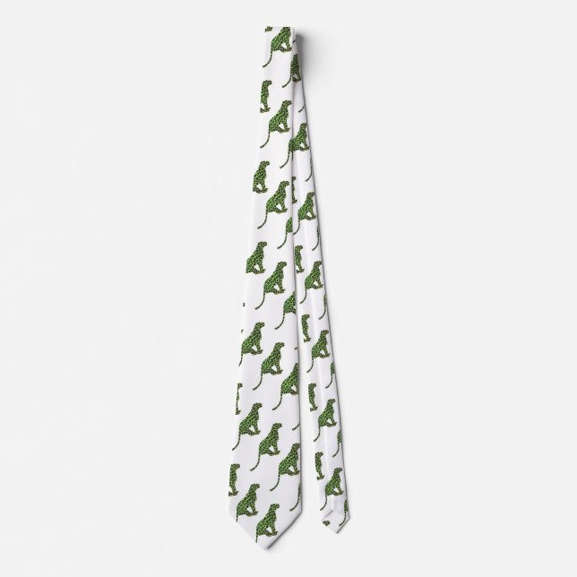 Silhouette Leopard Black and Green Tie (Front)