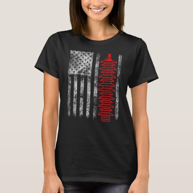 Silhouette Lightning Arrester American Flag Linema T-Shirt (Front)